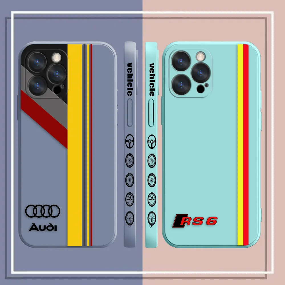 Case For Apple iPhone 14 13 12 11 Pro XS Max Mini X XR SE 7 8 6 6S Plus Case Cover Funda Cqoue Shell Capa Luxury Car A-Audi LOGO