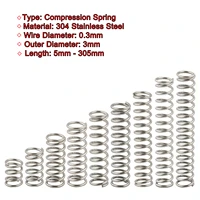 1 50 pcs 304 stainless steel compression spring wire dia 0 3mm outer dia 2mm 3mm length 5 150 mm small pressure spring toy car
