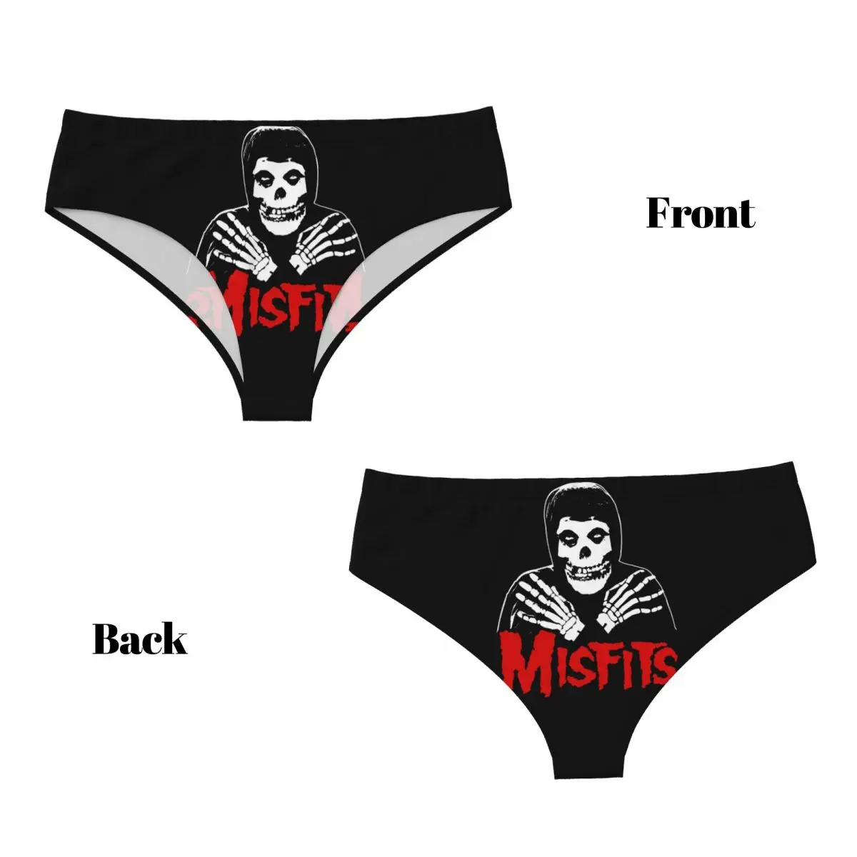 Фото Женские трусики Custom Misfits Horror Punk Rock Band: дышащие, эластичные, для подарка на День святого Валентина №4