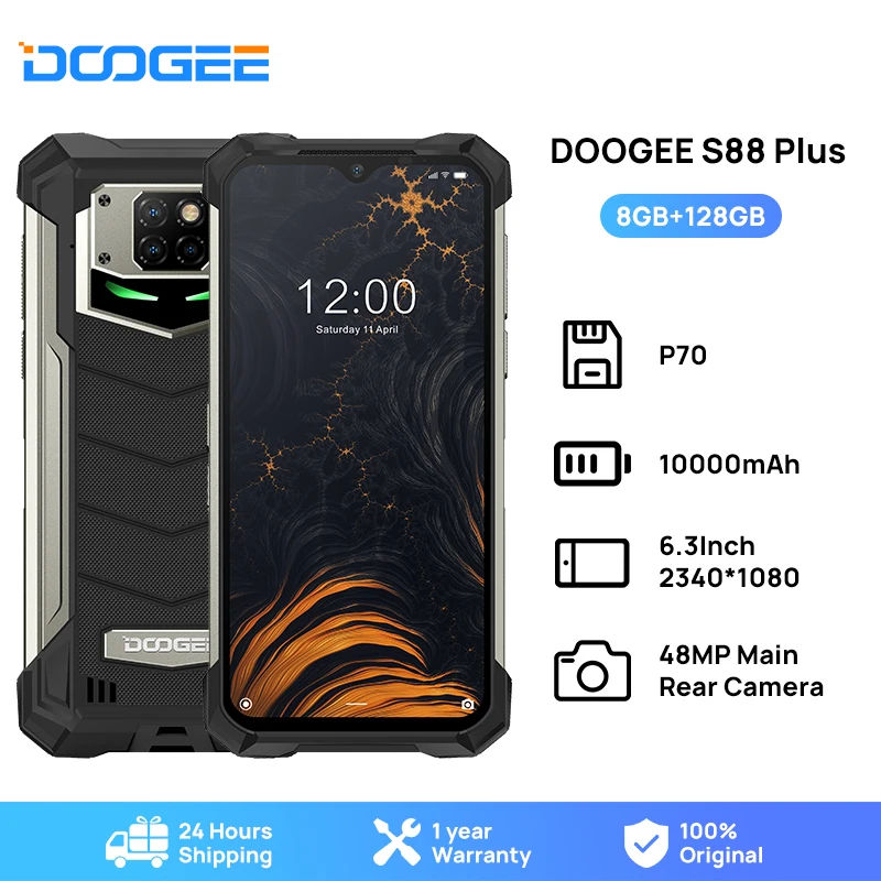 DOOGEE S88 Plus Rugged SmartPhone 48MP Main Camera 8GB RAM 128GB ROM IP68/IP69K smart phone Android 10 OS Global version