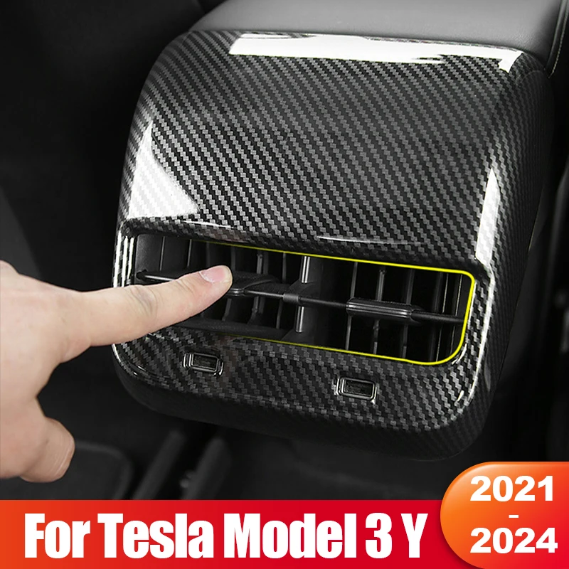 

For Tesla Model 3 Model Y 2021 2022 2023 2024 Model3 Car Rear Air Conditioning Vent Outlet Frame Trim Cover Interior Accessories