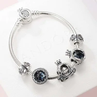 new 925 sterling silver fashion crown pumpkin car beads with crown button bracelet fit original pan charm female diy jewelry