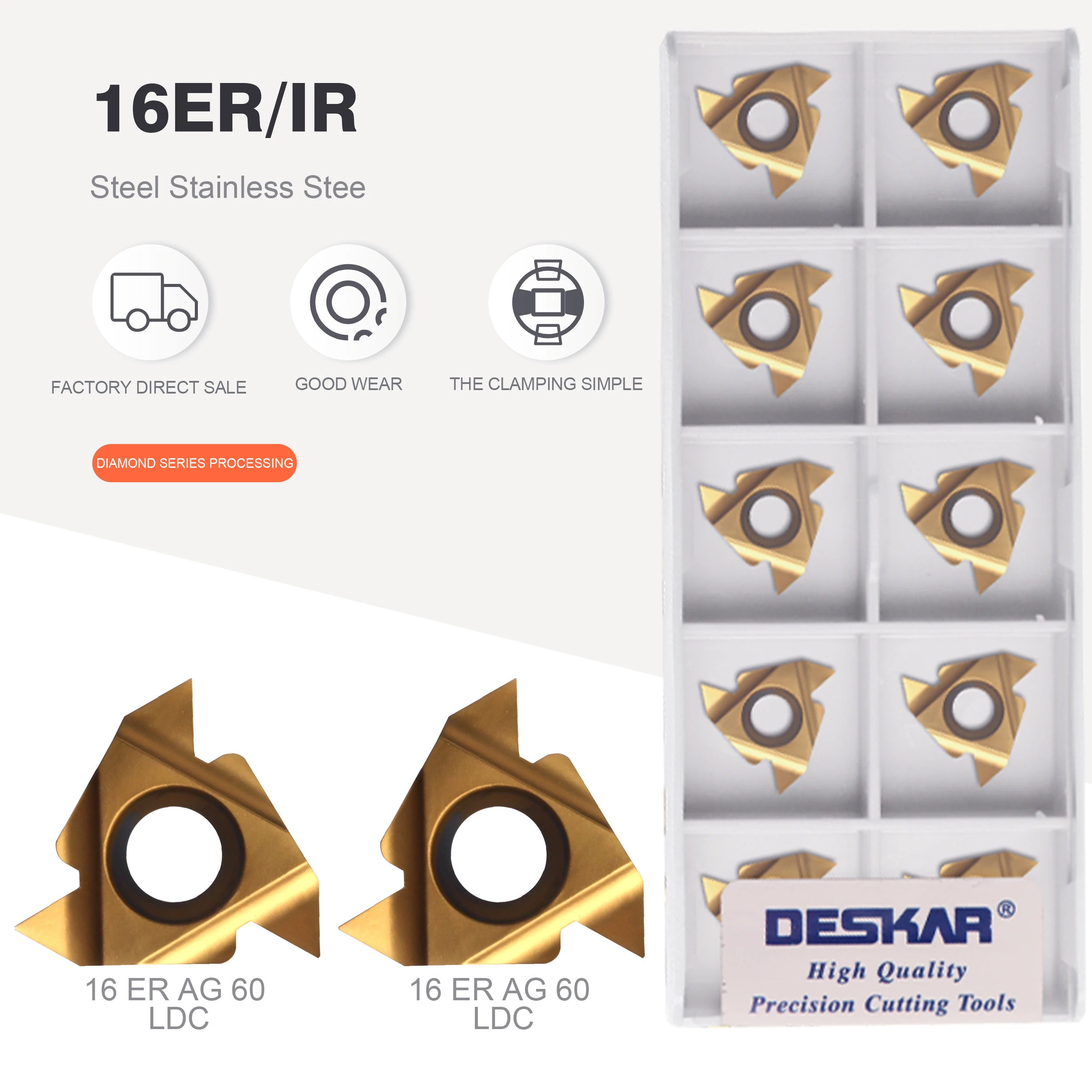 Оригинальные режущие пластины для ЧПУ DESKAR 16IR 16ER AG60 AG55 A55 A60 G55 G60 LDC Токарные