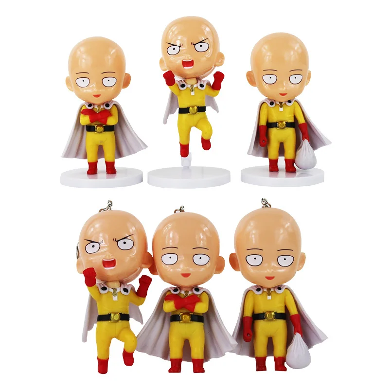 

Cute 3pcs/lot One Punch Man Saitama Sensei Figure keyring keychain Toys Model Doll Toy Gift