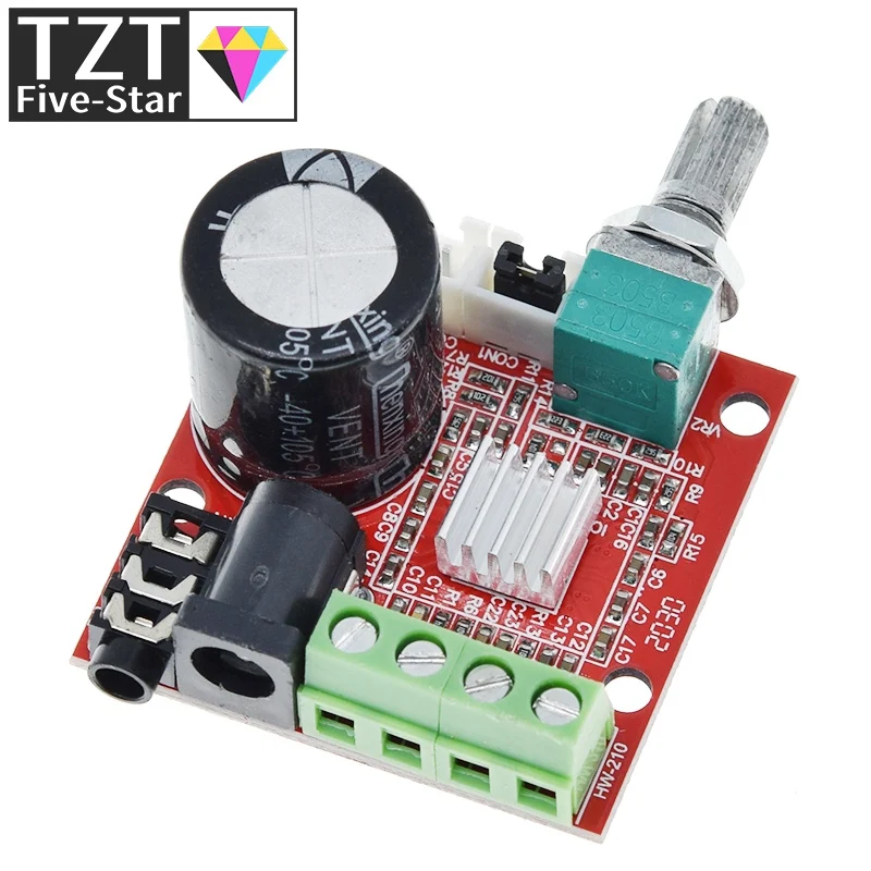 TZT 12 В Mini Hi-Fi PAM8610 аудио стерео усилитель плата 2X10 Вт двухканальный класс D самая