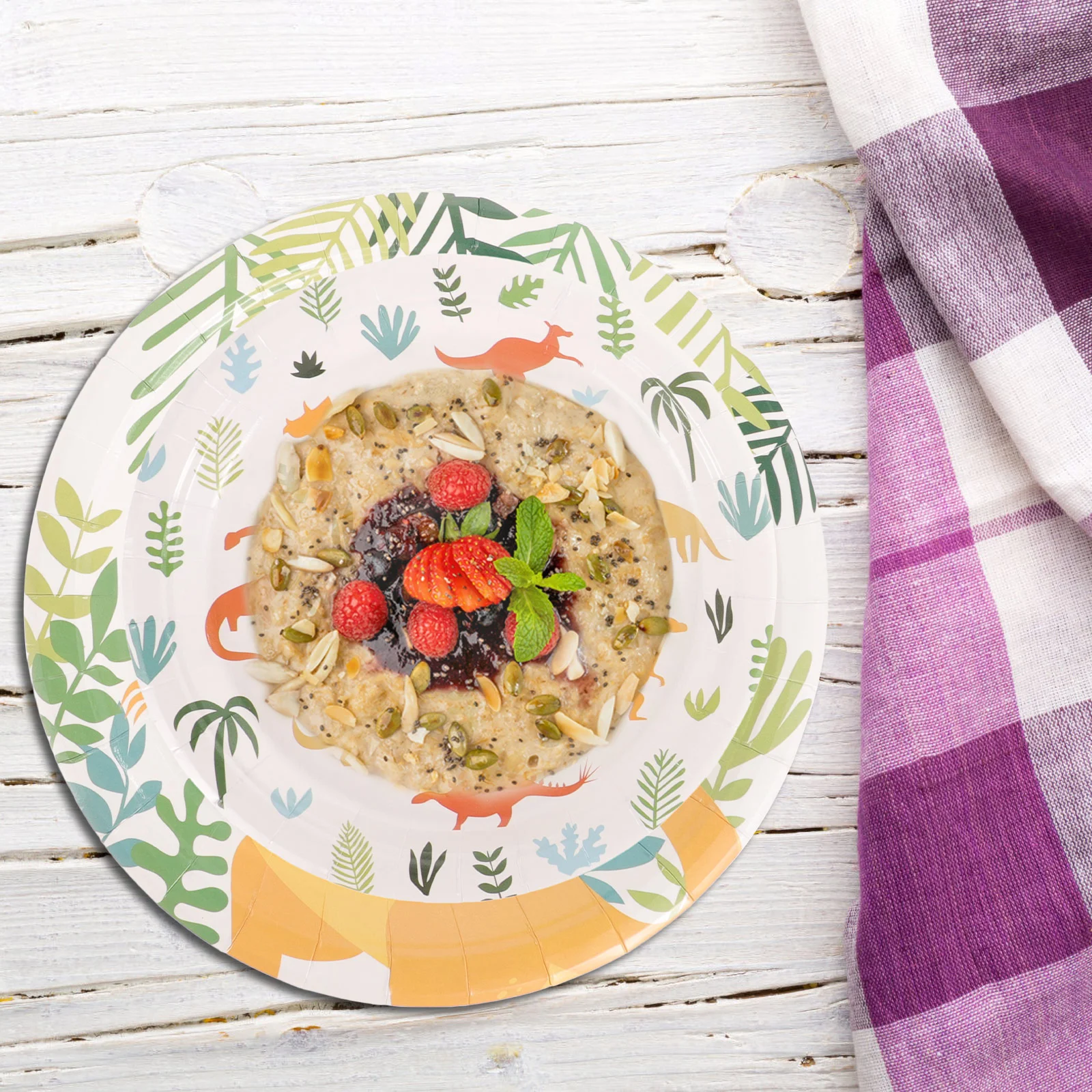 

Kids Dinnerware Disposable Party Plate Paper Cutlery Dinosaur Printing Set Themed Tableware Practical Pattern Child Plates