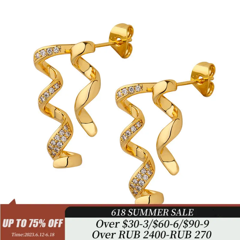 

Geometric Lines Zircon Inlaid Earrings for Women Girls INS Style Elegant Versatile High-end Jewelry Accessories