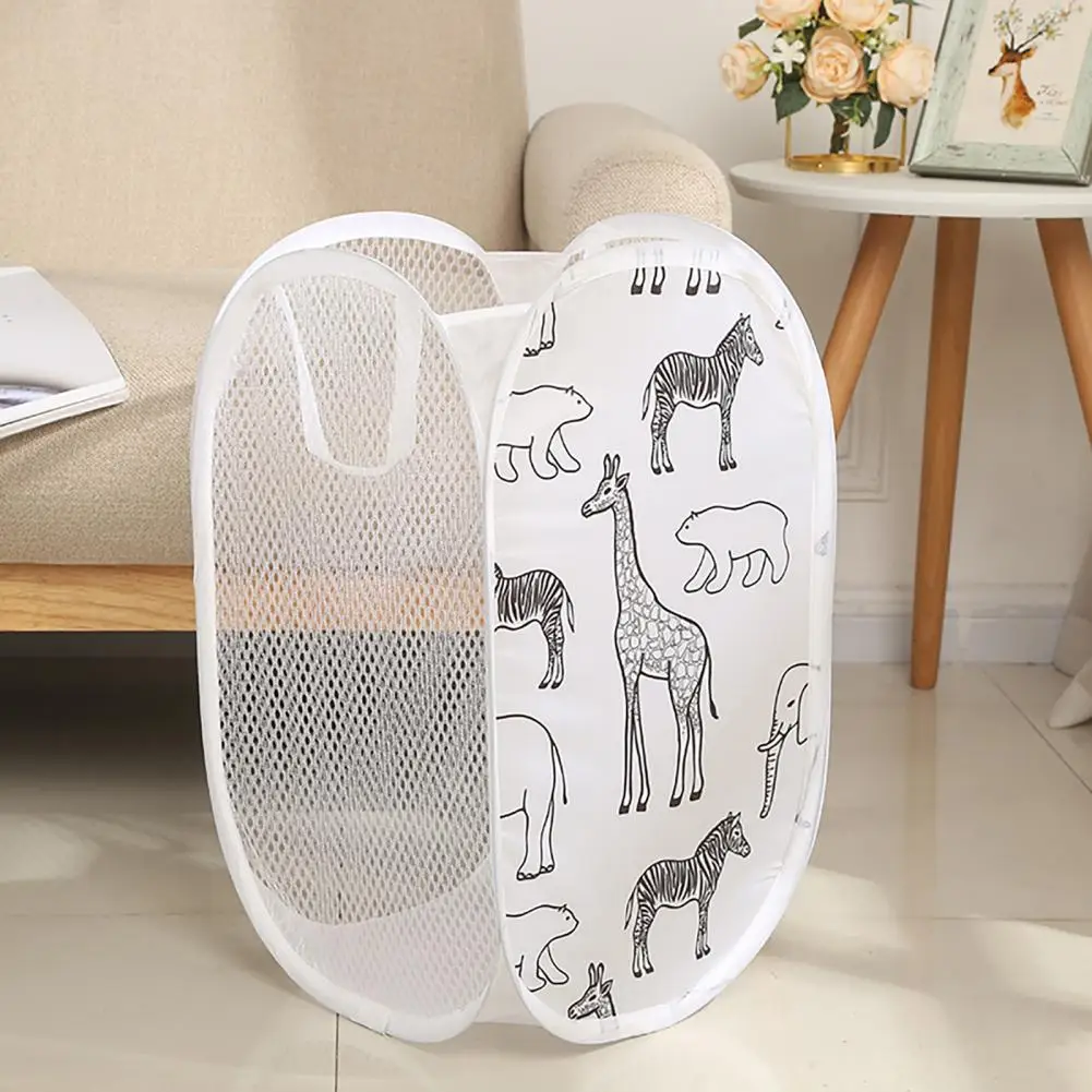 

Big Laundry Bag Cartoon Flexible Animal Pattern Laundry Bag Wide Strap Dirty Clothes Basket Dorm Supplies