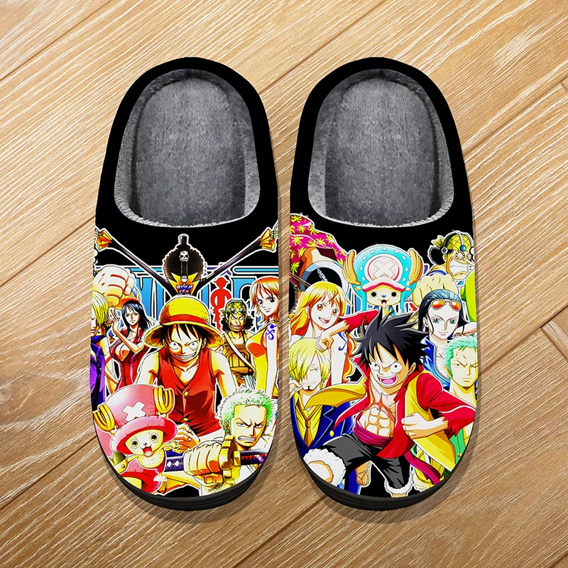 Custom Size Winter Home Soft Warm Cartoon Slippers For Adult Kids Anime ONE PIECE Boa·Hancock Luffy Cosplay Indoor Cute
