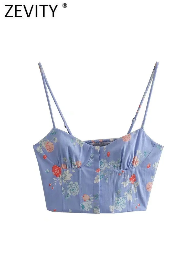 

Женский шикарный сексуальный корсет Zevity с цветочным принтом, стильные слинги, майки, летние женские эластичные облегающие Топы LS10198