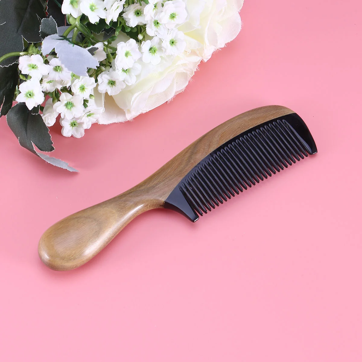 

1PC Wood Ox Horn Splicing Comb Portable Hair Smoothing Comb for Woman Girls Lady