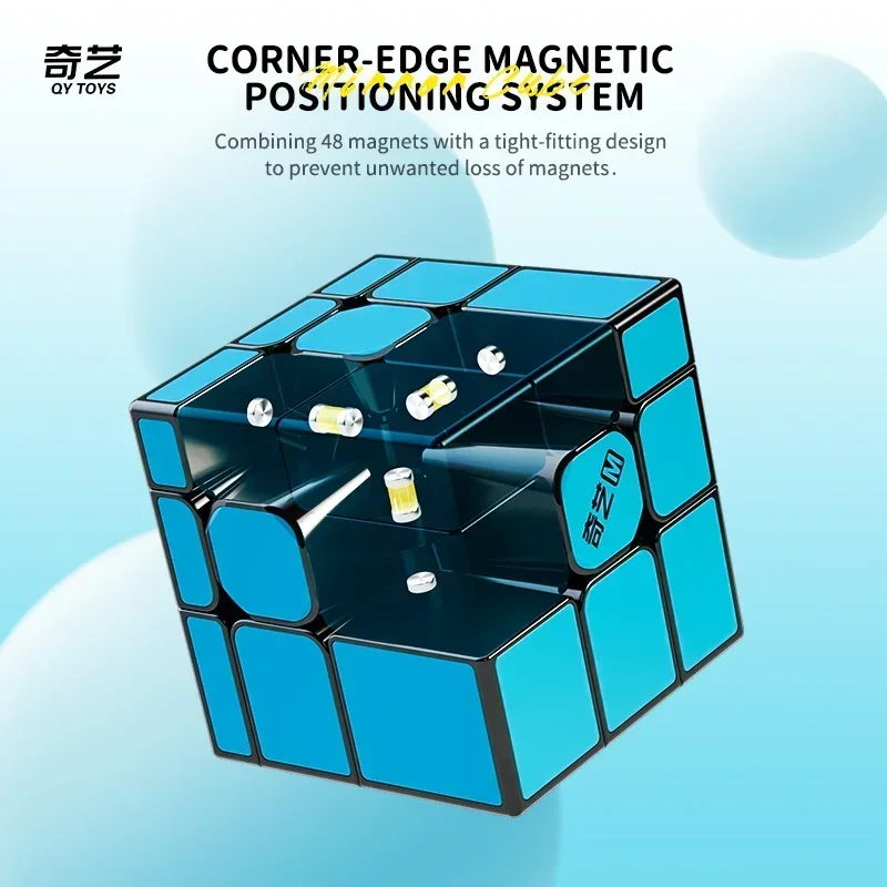 Cubezone Qiyi Mirror 3x3 Magic Cube Магнитная Сине-зеленая Полная Наклейка Профессиональная