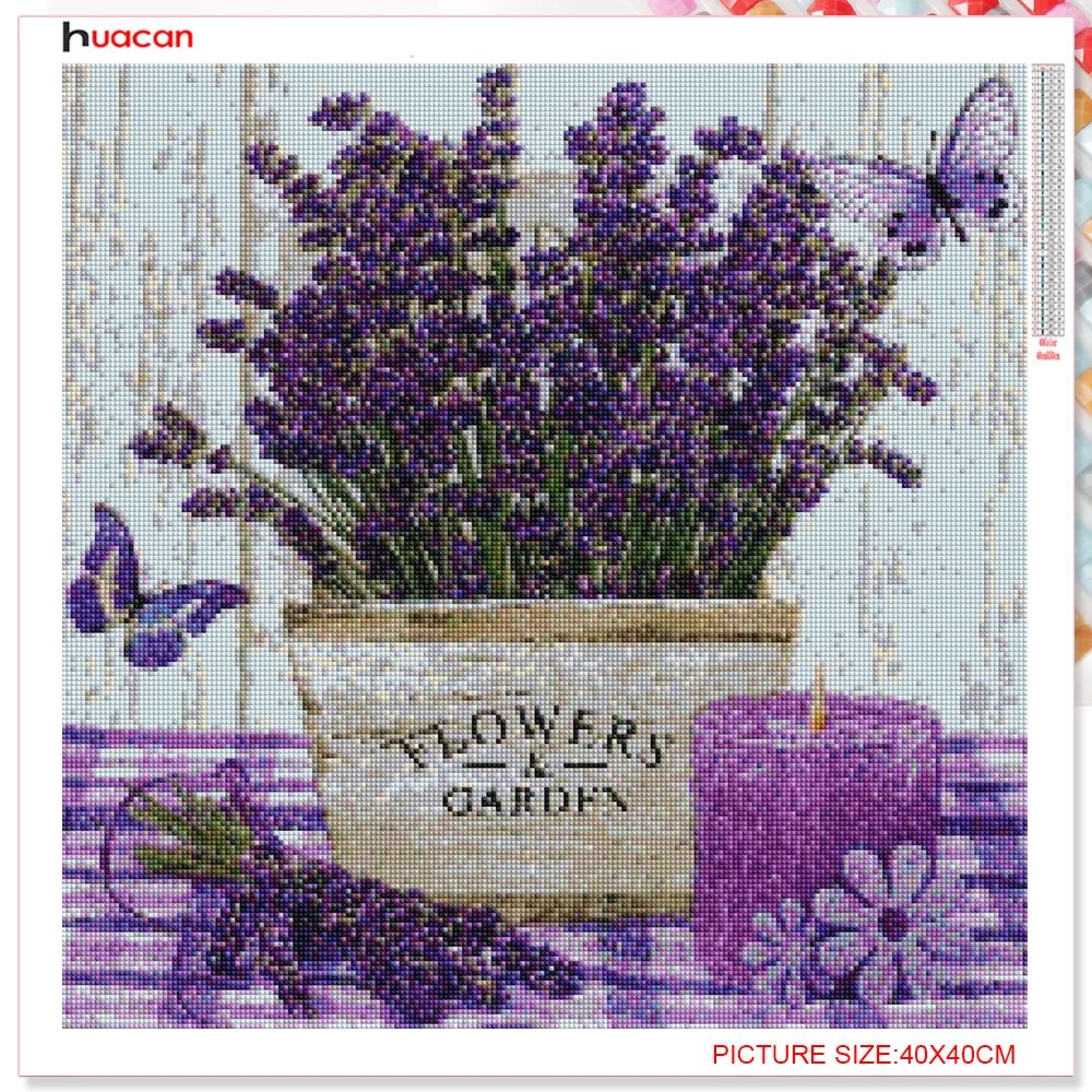 Алмазная вышивка мозаика Huacan цветок лаванды украшение для гостиной набор