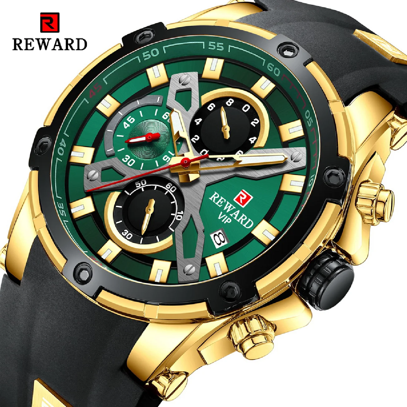 

REWARD Men Watch Top Brand Luxury Chronograph Golden Case Quartz Mens Watches Military Waterproof Wristwatch Relogio Masculino