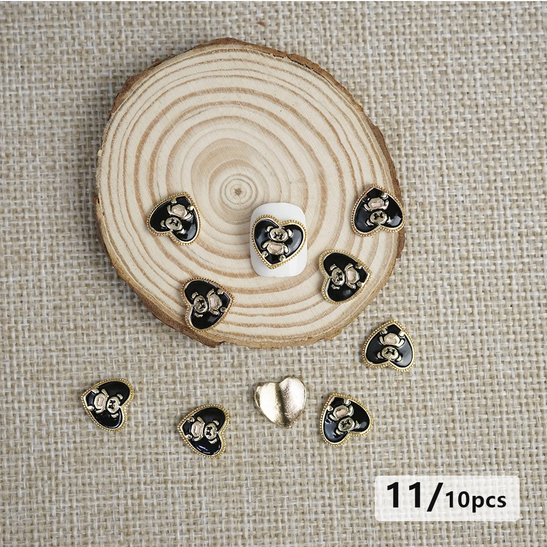 10PCS Nail Art 5D Checkered Heart Love Series Decorations Accessory Metal Chessboard Jewelry Manicure Accessories - купить по