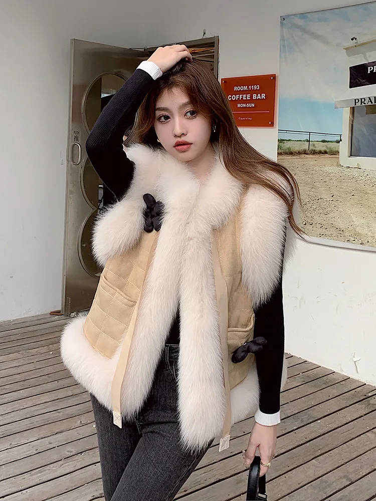 Fur vest fur sweet horse clip coat women's small shoulders