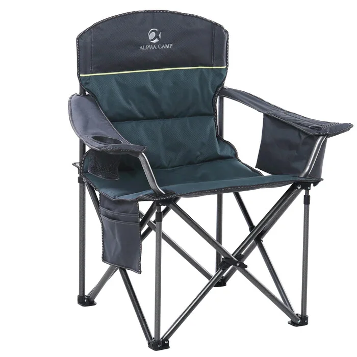 

Folding Camping Chair Portable Padded Oversized Chairs with Cup Holders, Green