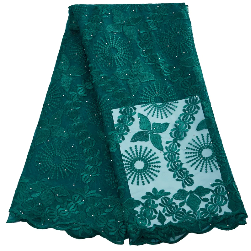

Green African Tulle Lace Fabric 5 Yards Latest Nigerian Mesh Lace Fabric High Quality French Tulle Lace For Wedding Dress F2824