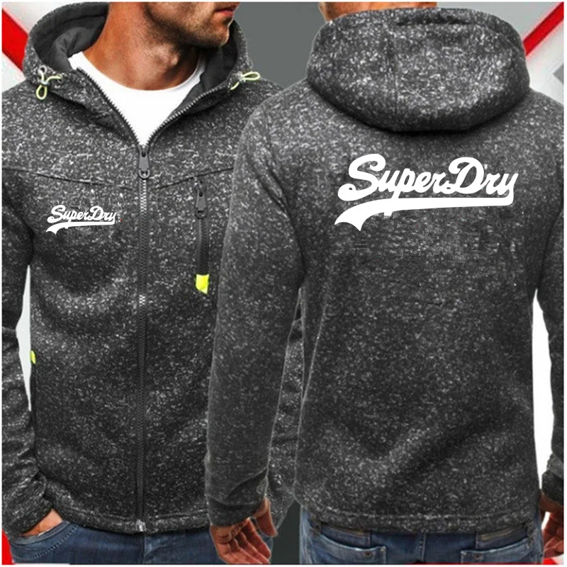 

Толстовка мужская с капюшоном, модный однотонный свитшот с надписью, повседневный брендовый жакет, кардиган на молнии, флис, в стиле хип-хоп, осень 2023