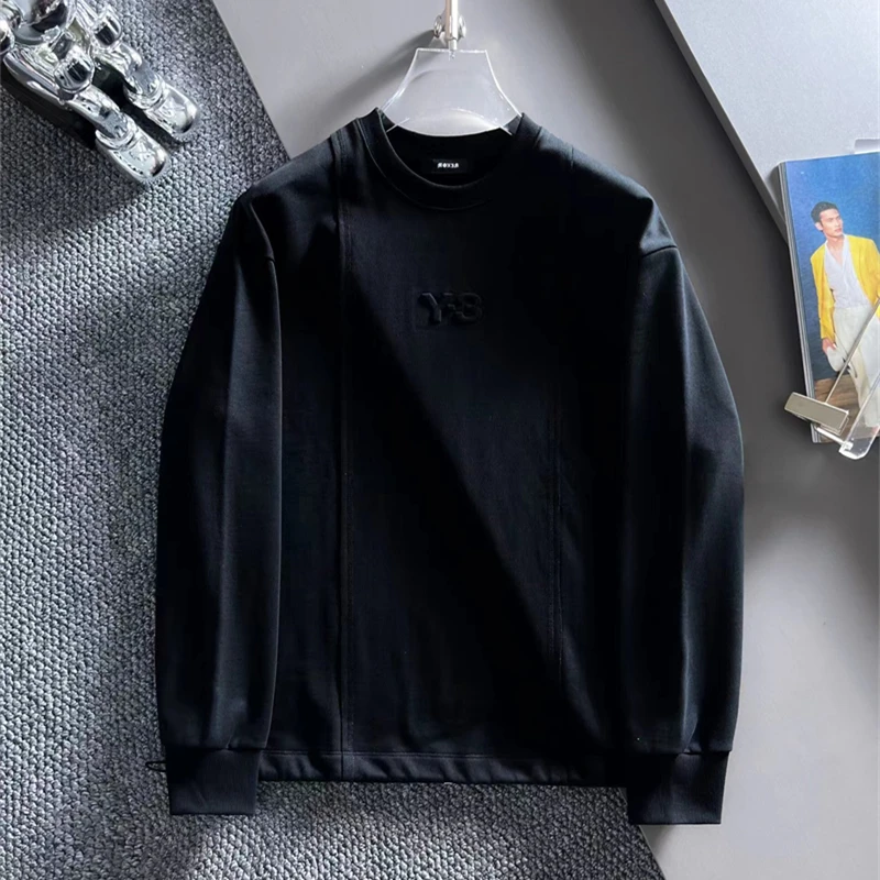 

Y-3 Yohji Yamamoto Autumn And Winter Drawstring Printing Round Neck Pullover Embossing Casual Men's Base Coat Sweater