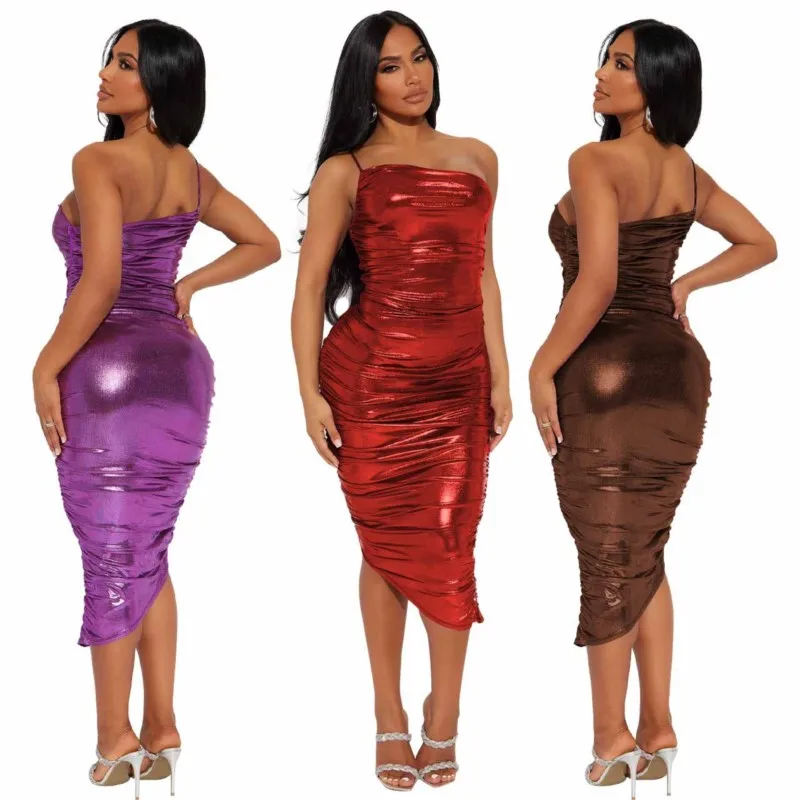 

Kaftan Beach Dress Swim Cover Up Summer Women 2023 Suit New Sexy Smoke Knit Single Shoulder Strap Solid Polyester Beachwear