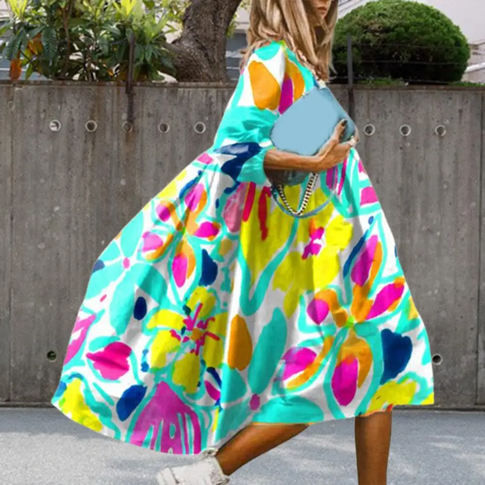 

Fashion Long Woman Casual A-line Dress Elegant Women Dress Women Fashion O Neck Loose Office Party Dress for Go Out