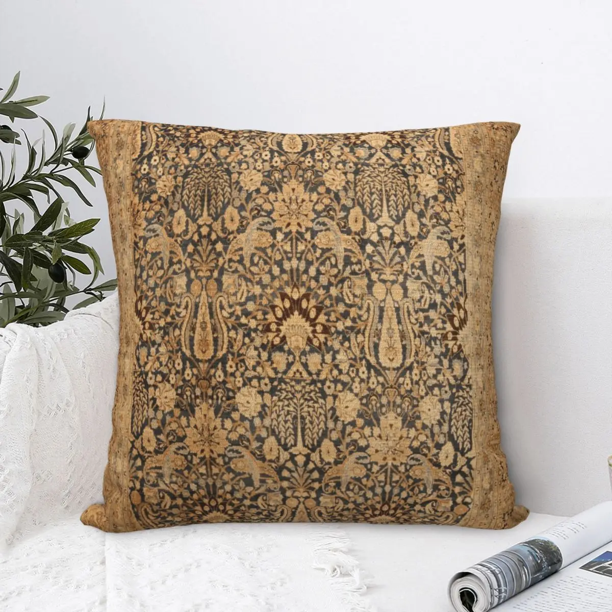 

Antique Persian Khorassan Rug Print Square Pillowcase Cushion Cover Decorative Pillow Case Polyester Throw Pillow cover For Home