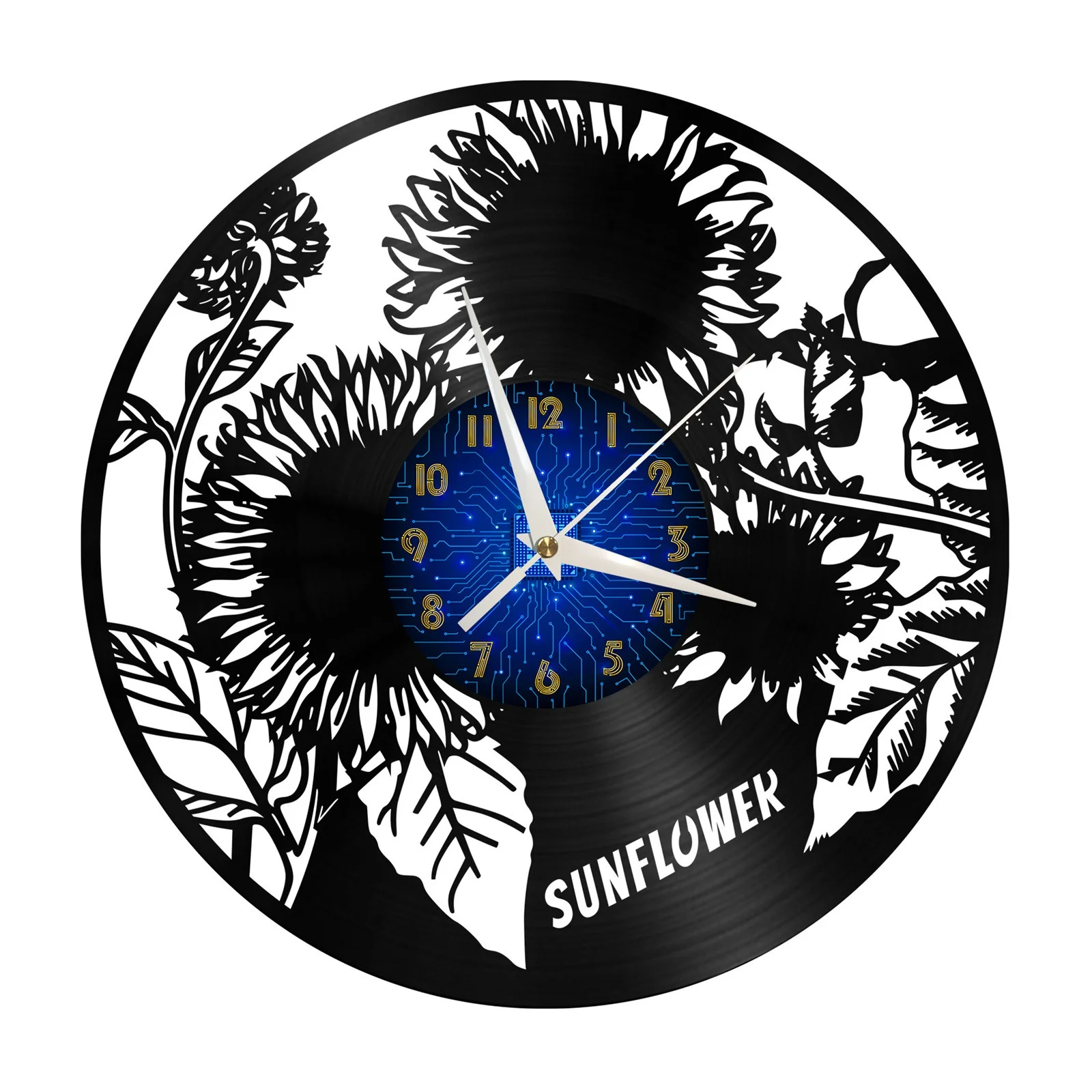 

Sunflower Vinyl Record Wall Clock for Kitchen Wall Decor Wall Art