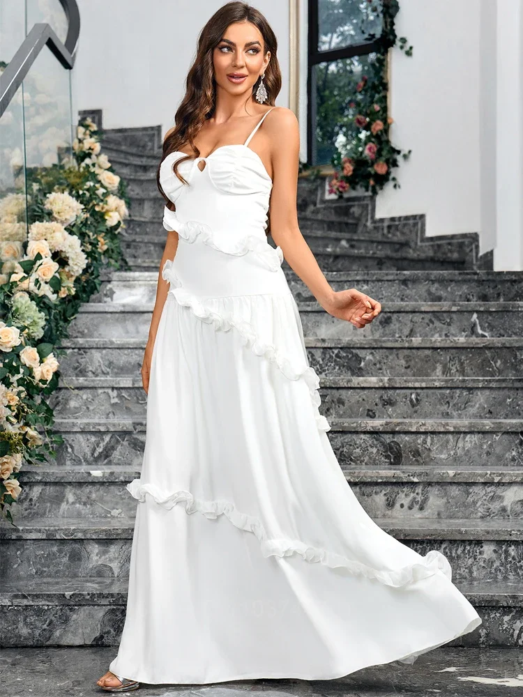 Сексуальное женское платье с глубоким V-образным вырезом Кружевное белое без