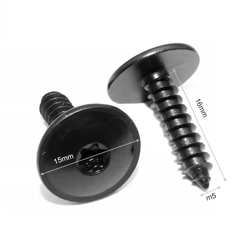 

20 шт./компл. металлические саморезы для крыльев автомобиля M5X16 T25, черное сливовое внутреннее отверстие для VW Audi, болты шасси автомобиля