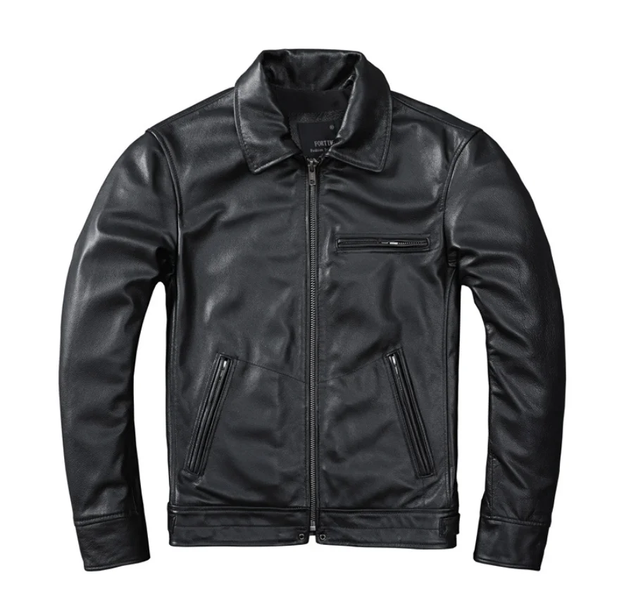 

Man Jacket Leather Biker Moto Winter Men Leather Streetwear Genuine Sheepskin 100% Natural Jackets Spring Coat Real