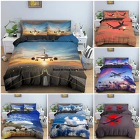 3d airplane pattern bedding set luxury soft duvet cover set king queen single size bedclothes bedroom decor 23pcs quilt cover