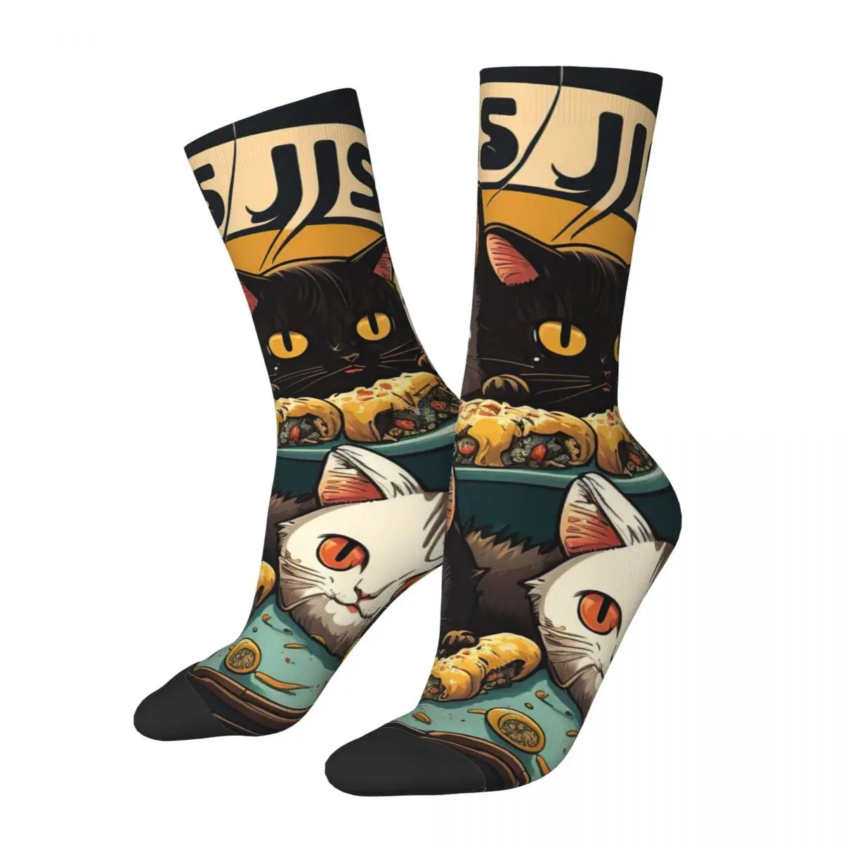 

Funny Crazy Sock for Men Cute Hip Hop Harajuku Sushi Cat Happy Quality Pattern Printed Boys Crew compression Sock Casual Gift