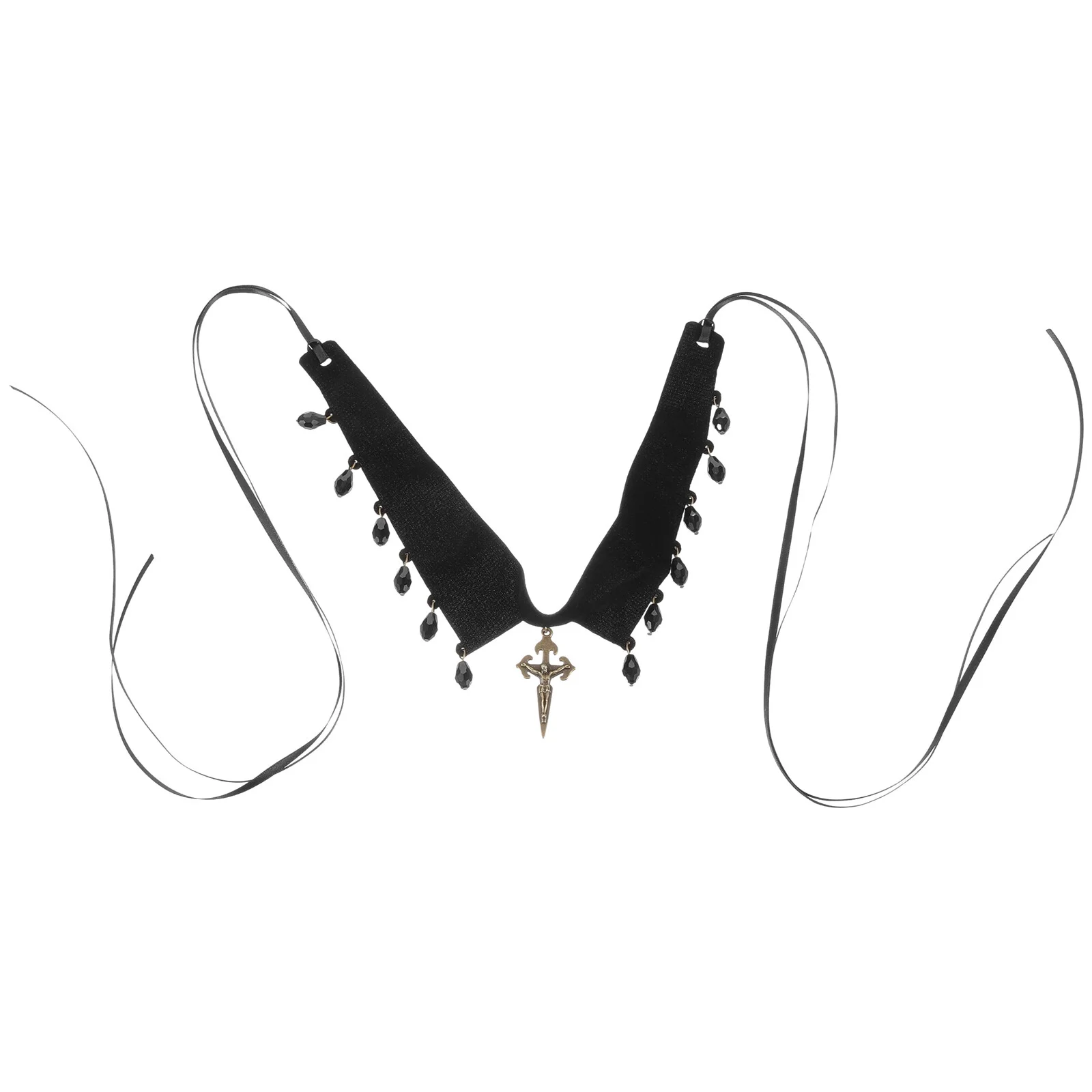 

Black Pendant Necklace Woman Women Trendy Womens Clavicle Chain Choker Necklaces Glass Bead Miss