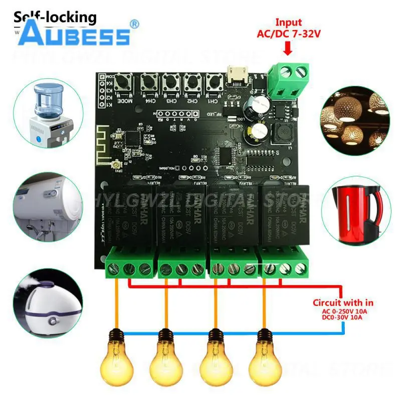 

Tuya 1/2/4 Gang Diy Switch Smart Life Voice Control Smart Mini Relay Module Wifi 12v Remote Control Switch Module