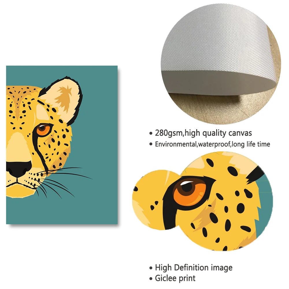 Настенная картина с изображением джунглей леопарда кота растений тропическая