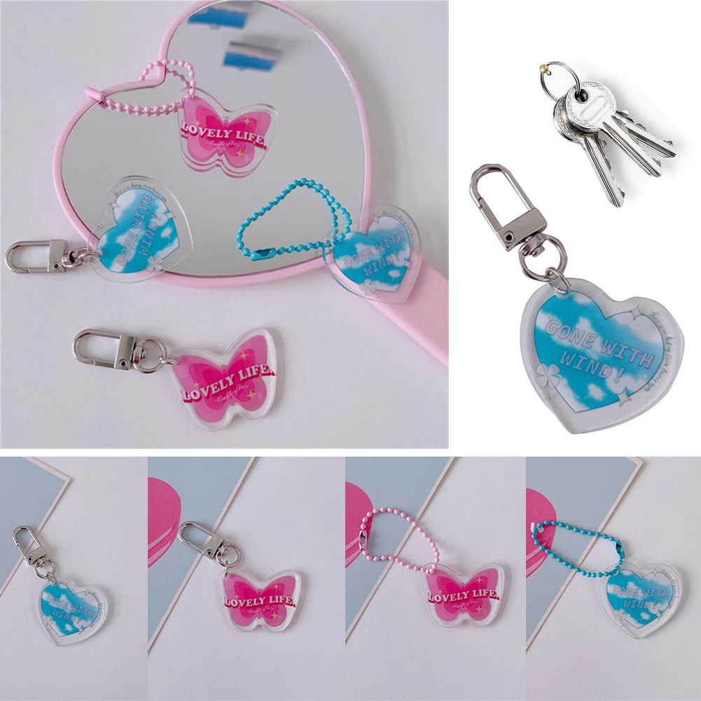 

New Exquisite Butterfly Acrylic Keychain Bag Ornaments Accessories Bag Decoration Blue Butterfly Charms Key Pendant Fashion
