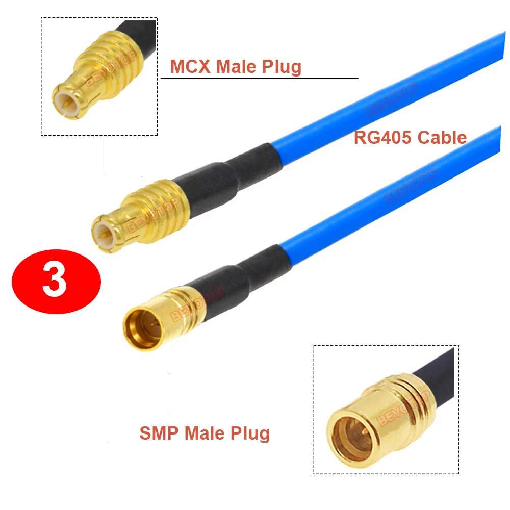 Кабель MCX на SMP RG405 штекер штекер/гнездо джемпер высокочастотный 086 Pigtail BEVOTOP 1 шт.