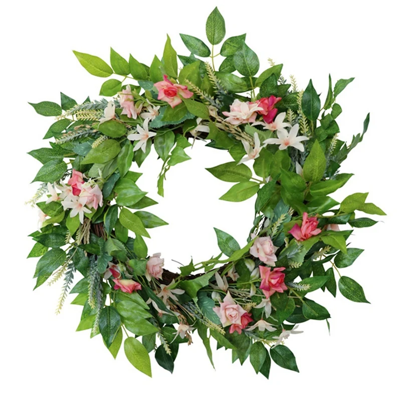 

Artificial Flower Wreath Spring Wreath Green Leaf Wreath For Front Door Wall Window Wedding Party Home Decor