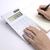 desktop calculator ultra thin 12 digits display solar battery dual power crystal buttons calculator for office school supplies