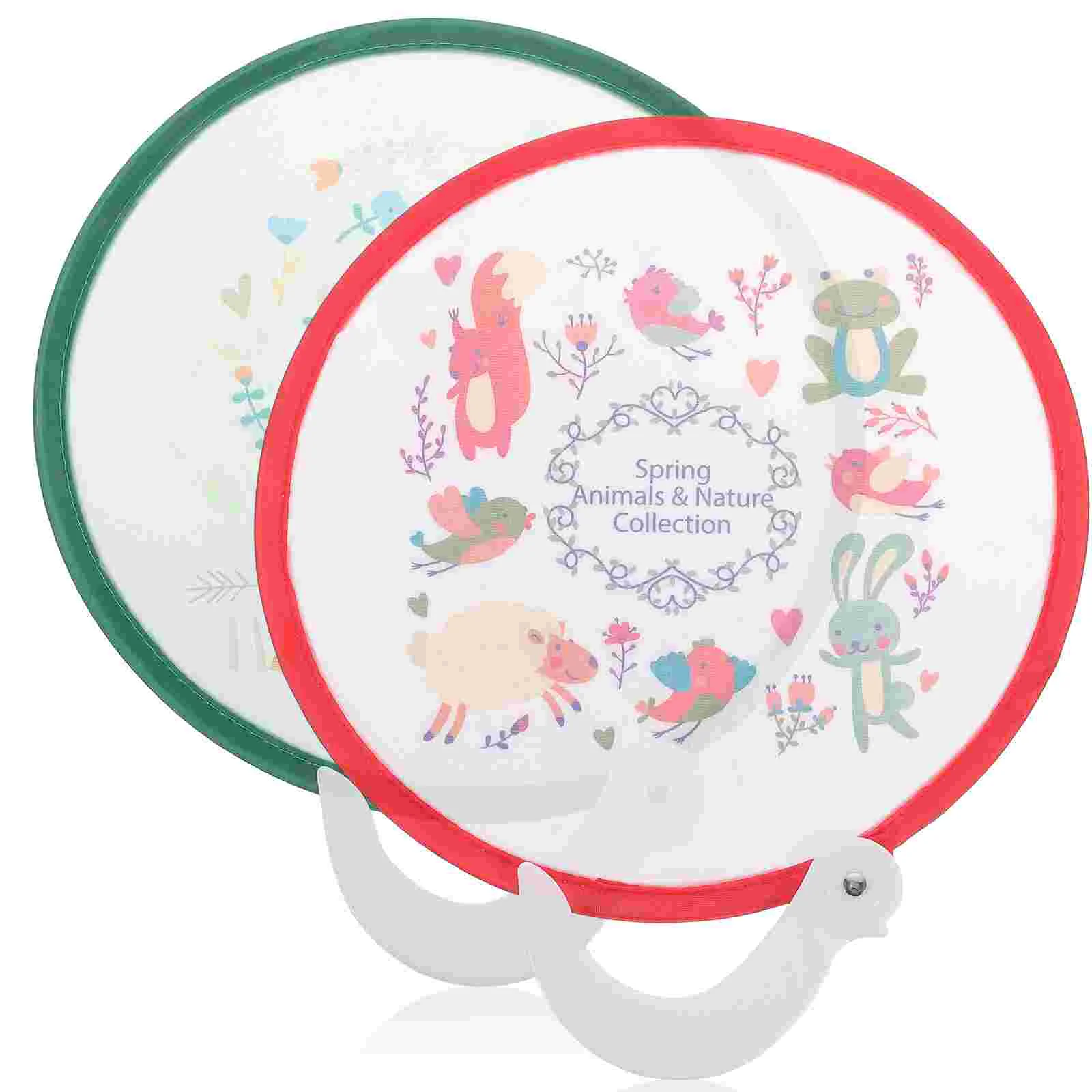 

4pcs Hand Fan Foldable Round Hand Fans Folding Fan Round Fan With Handle Cartoon Fans Folding Hand Fan Summer Foldable Fans