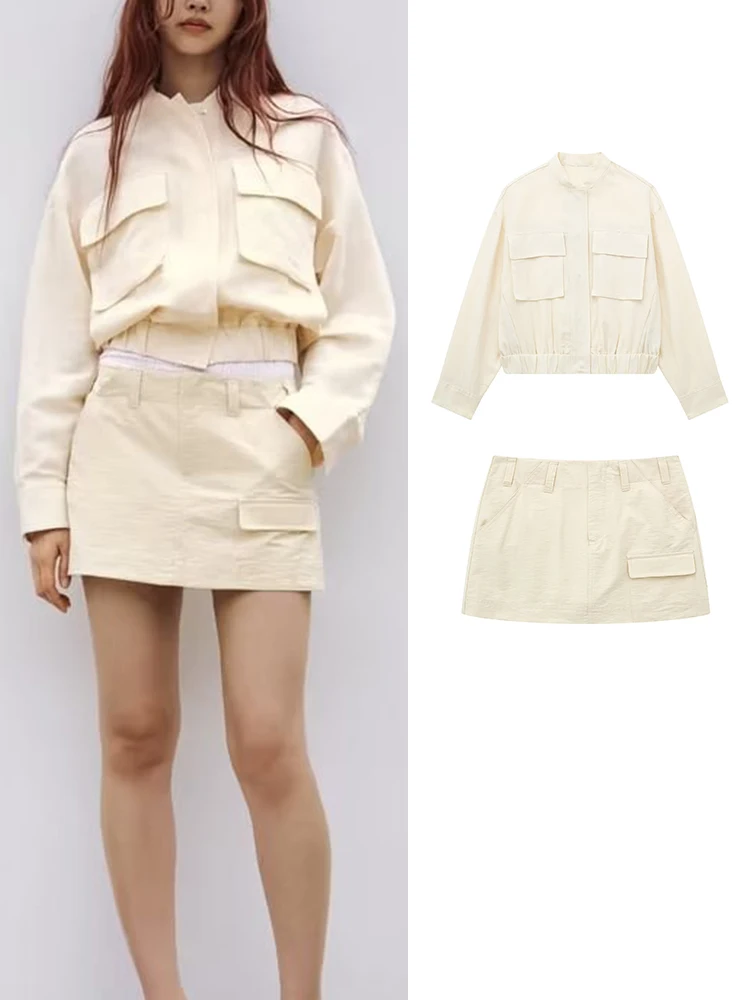 

Women's Sets Shorts Two Piece Set 2023 Fashion Bomber Jackets Coat Women Spring Autumn Casual 2 Pieces Suit Woman Outfits