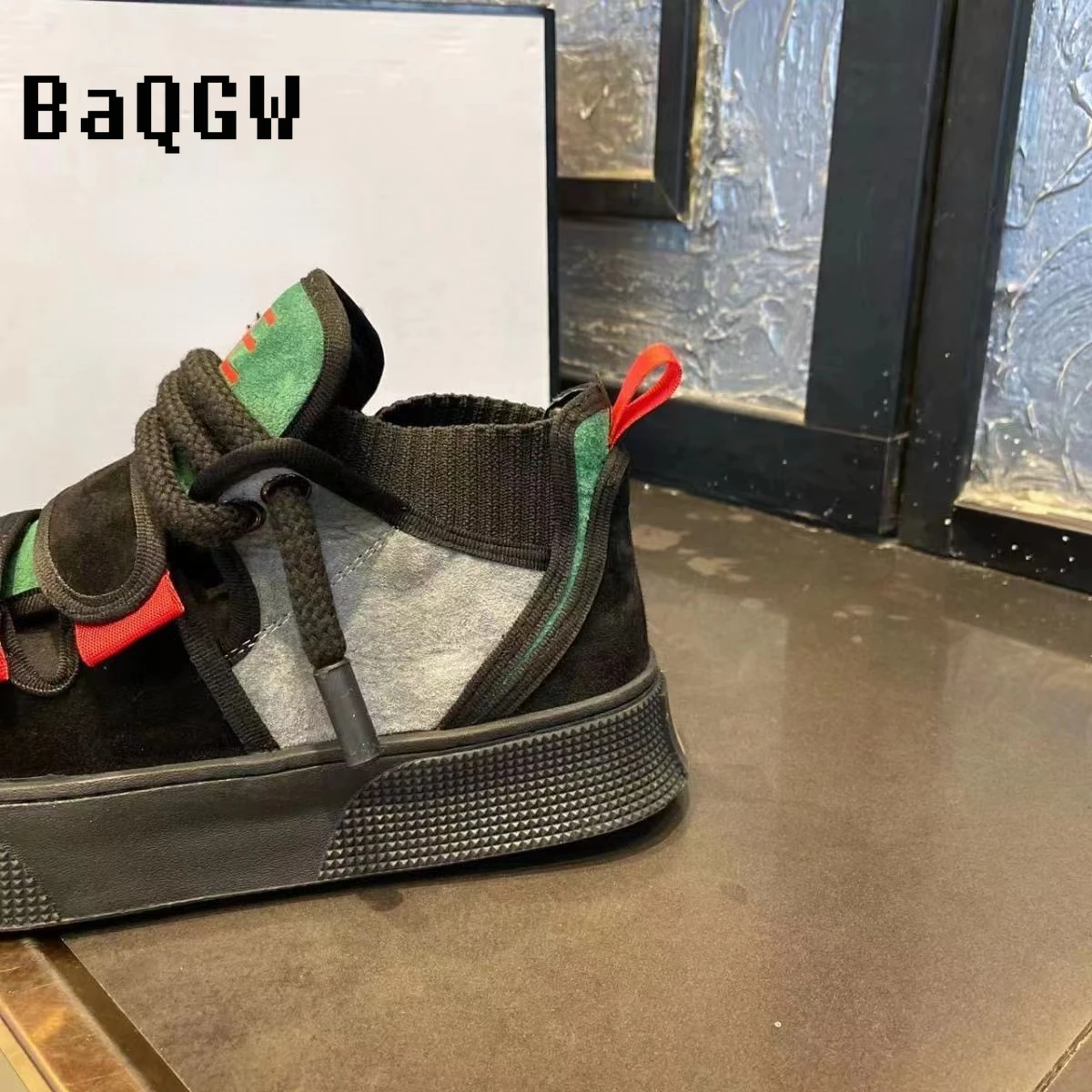 Кроссовки мужские высокие дизайнерская повседневная обувь модные кеды с цветным