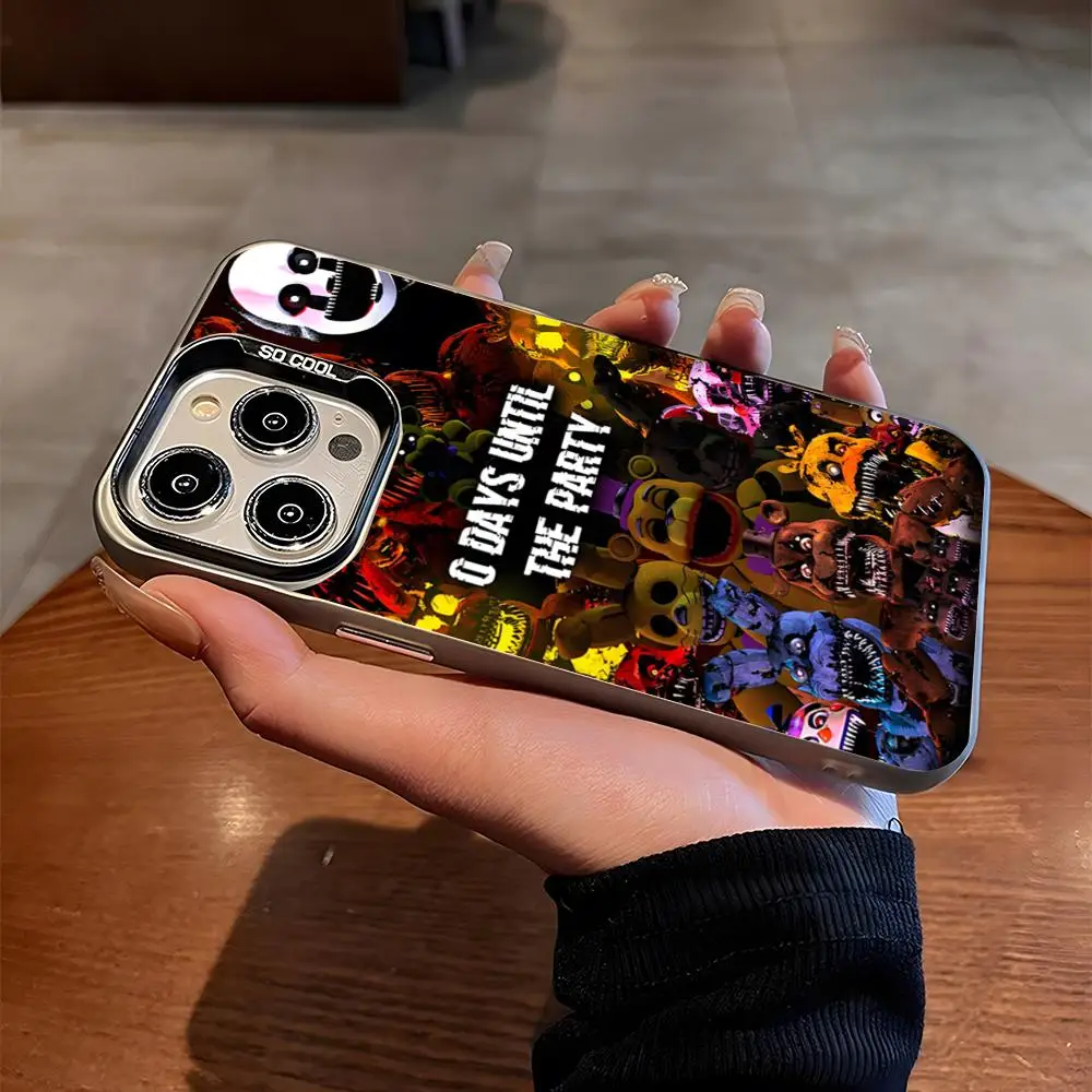 Чехол для телефона Fnaf Five-nights-At-Freddys матовый серебристый чехол Iphone 16 15 14 Pro 13 12 Plus 11 7