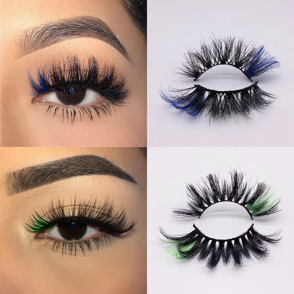 Красные синие фиолетовые Розовые Смешанные 3D норковые цветные ресницы Омбре