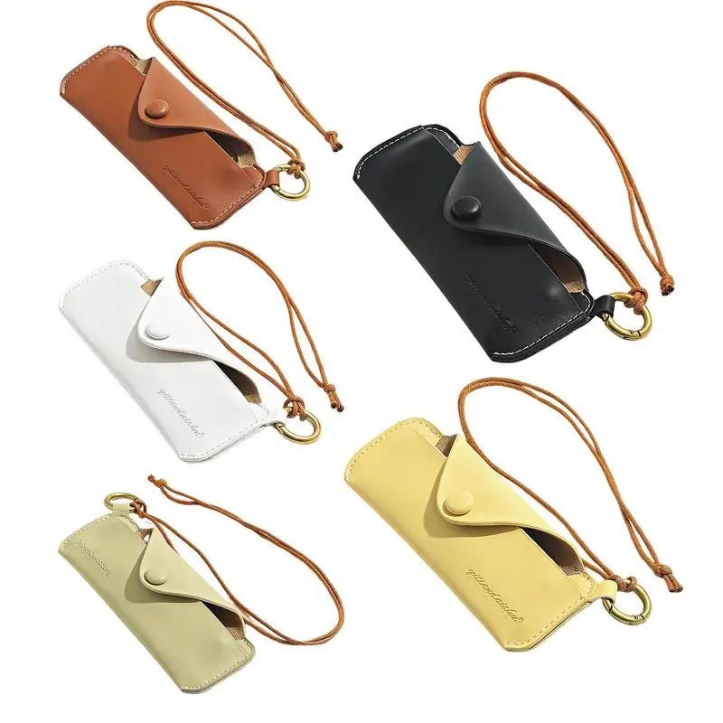 

Slim Eyeglass Case Fashion Sunglasses Case With Wrist Strap Portable Slim PU Leather Glasses Case Holder Women Eyewear Sleeve
