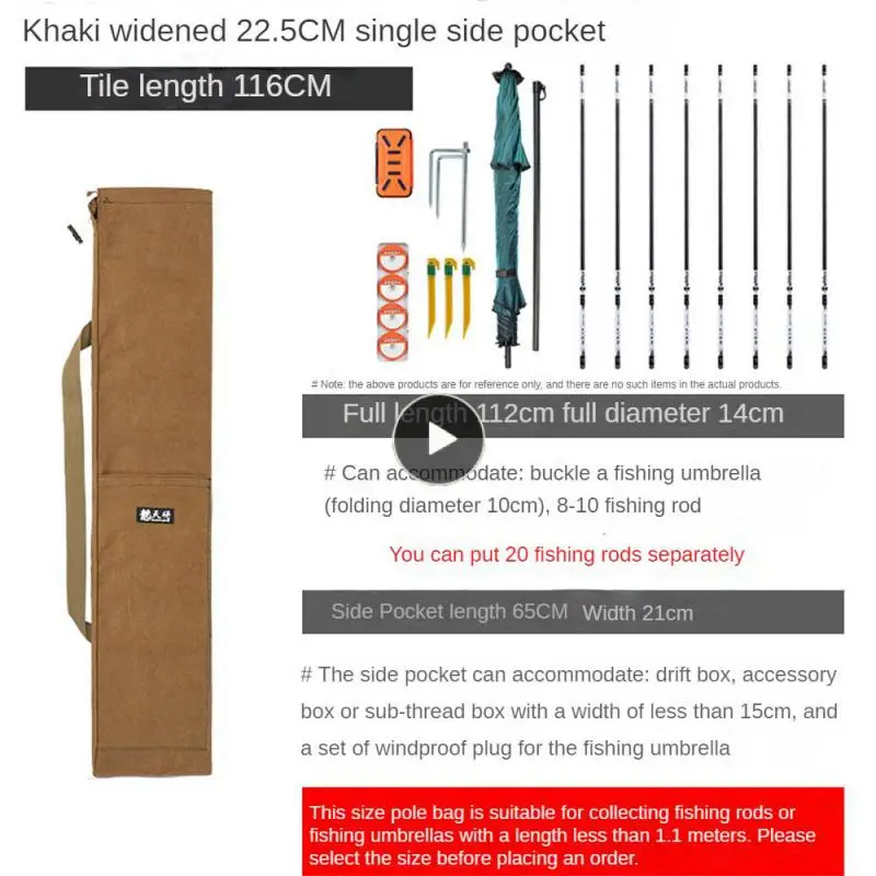 

Widen And Enlarge The Side Pocket Canvas Fishing Rod Bag Can Accommodate More Fishing Gear Accessories Durable And Sturdy