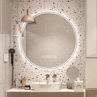 bluetooth round warm white bathroom mirror led light aesthetic smart bathroom mirror no fog custom espejo bathroom accessories