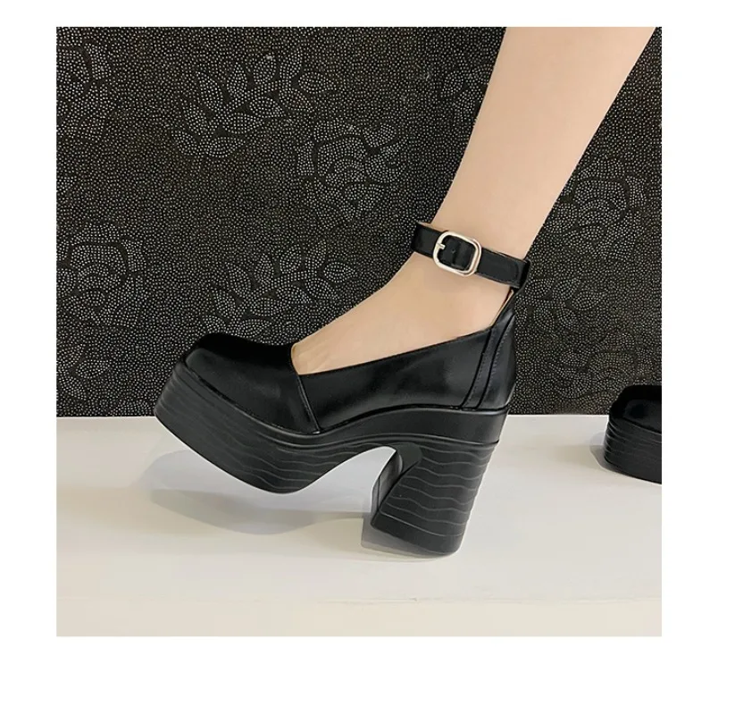 

Туфли Мэри Джейн на толстой подошве, водонепроницаемые туфли из мягкой кожи на высоком каблуке и платформе, Осень-зима 2023