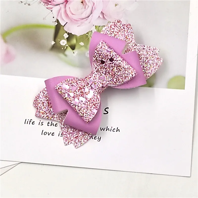 1 Piece Pink Flash Bow Tie Barrette Hairpins Summer Clip Tiaras Baby Girl Diadema Hair Accessories For Women Clothing Set images - 6